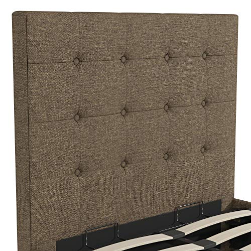 DHP Cambridge Upholstered Faux Leather Platform Bed with Wooden Slat