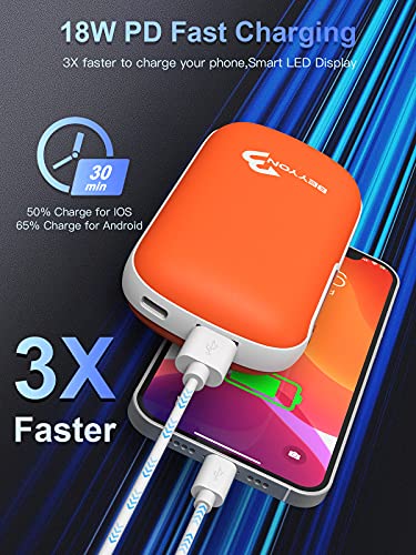 10000mAh Hand Warmers Rechargeable, 18W PD Quick Charge Electric Pocket Hand Warmer with LED Display, Portable Heater/Power Bank, 17hrs Long Lasting, Outdoor, Camping, Hunting, Gift for Men Women