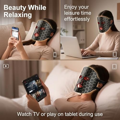 Red Light Mask for Face, 7-Colors Red Light Therapy Face Mask, Lightweight Portable for Home & Travel, Rechargeable