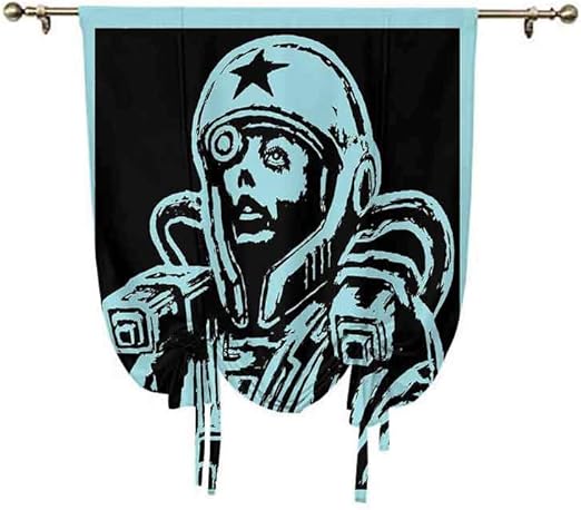 Cortina pequeña para ventana de astronauta con temática de ciencia