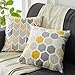 Top Finel Square Decorative Throw Pillow Covers Soft Microfiber Outdoor Cushion Covers 18 x 18 for Couch Sofa Bedroom, Set of 6, Grey & Yellow
