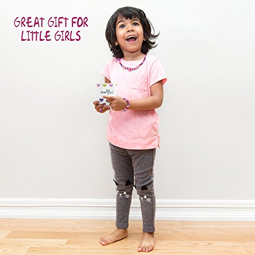 SMITCO Kids Costume Jewelry Set for Little Girls and Toddlers - Wooden, Beaded Toy Necklace, Bracelet and Ring for Play Pretend or Dress Up - Non-Toxic and Safe for Children Ages 3 to 8