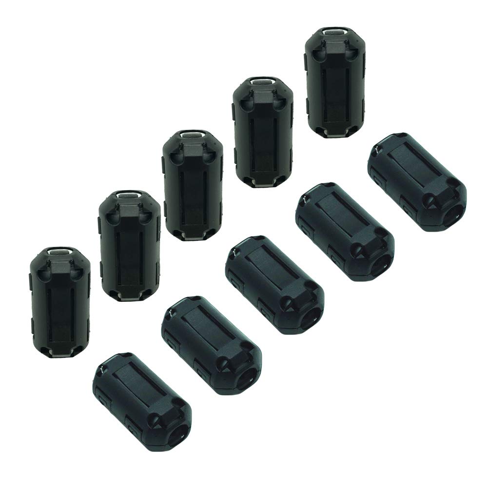 YARADECRO 10pcs Clip-on Ferrite Chockes Ring Core RFI EMI Noise Suppressor High-frequency Filter Bead Cable Clips Anti-interference for USB Data Loudspeaker Cable (7 mm inner diameter)