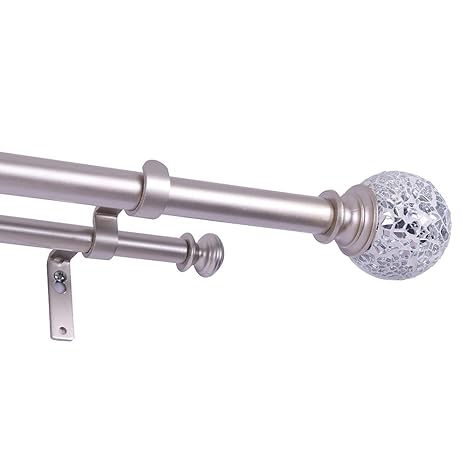Daintier Double Curtain Rod In Champagne With Mosaic Finial 1 Inch