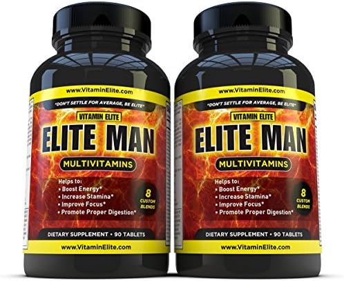 Elite Man Multivitamins (2 Pack) - Advanced Multivitamin for Men Formula Helps Boost Energy &amp; Enhance Focus - (2 Pack) - 180 Tablets