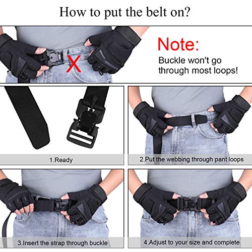 Tactical Belt with Magnetic Quick-Release Buckle Military Style Nylon Webbing Riggers Belt for Men by WHIPPY Black Small