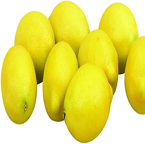 1 Pack Lemon Artificial Fruit Fake Theater Prop Staging Home Decor Kitchen Faux Lemons Decorative Fruit Vegetables Lifelike Simulation Make a Wonderful Decoration, Plastic, 2.7inch (6cm) (8Pcs)