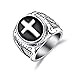 Fate Love Stainless Steel Men Black Silver Christian Holy Cross Prayer Ring Size 7-12