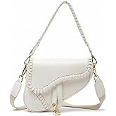 Landotter Women's Saddle Bag Crossbody Purse with Detachable Strap, Soft Genuine Leather Small Shoulder Bag Clutch for Women