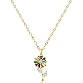 Starain Sunflower Necklaces for Women 14K Gold Plated Rotate Sunflower Pendant Necklace Cute Fun Necklaces 18 inch