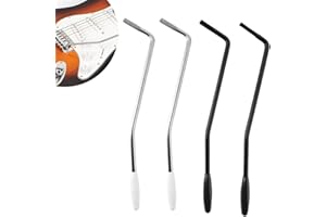 TWZKXC 4 Pcs 5mm/6mm Thread Tremolo Arm, Electric Guitar Whammy Bar with Tip Metal Single Tremolo Arm for Electric Guitar Tremolo System, Chrome Design(2 Pcs Silver 2Pcs Black)