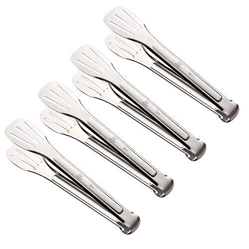 Premium Kitchen Tongs Set Of 4-9.45 Inch,ANG 304 Stainless Steel Cooking Tongs For Salads, Barbecue, Toast Bread, Pastry, Sandwich