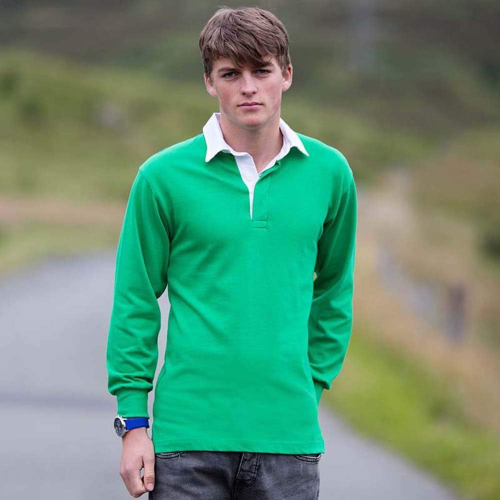 Front Row Long Sleeve Classic Rugby Shirt, 14 Colours, Small to XXL: Clothing