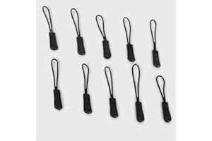 Flbirret 10pcs Zipper Pulls Slider Cord Rope Puller Ends Lock Zip Clip Buckle for Bag, EDC, Black - Perfect for Outdoor Activities and Repair Kit