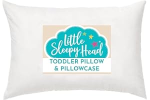 Little Sleepy Head Toddler Pillow with Pillowcase 13x18 - Kids Pillow for Sleeping - Toddler Pillow - Better Neck Support Erg