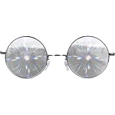 GloFX Diffraction Glasses | Hippie and Pilot Style Metal Frames with Mirror Lens and 3D Prism Rainbow Effect