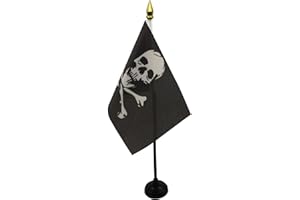 AZ FLAG - Pirate Skull and Bones Table Flag 4'' x 6'' - pirates Mini Desk Flag 100% Polyester 15 x 10 cm - Office Banner with