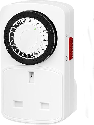 HBN 24 Hour Mechanical Plug Timer UK 13A 3120W 48 On/Off Segments