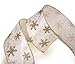 SANNO 2.5 inch 6 Rolls 36 Yards Christmas Wired Ribbon White Gold Wired Ribbon Bows Trim Assorted Organza Swirl Sheer Glitter Crafts Gift Wrapping Ribbons Holiday Wreath Decorations