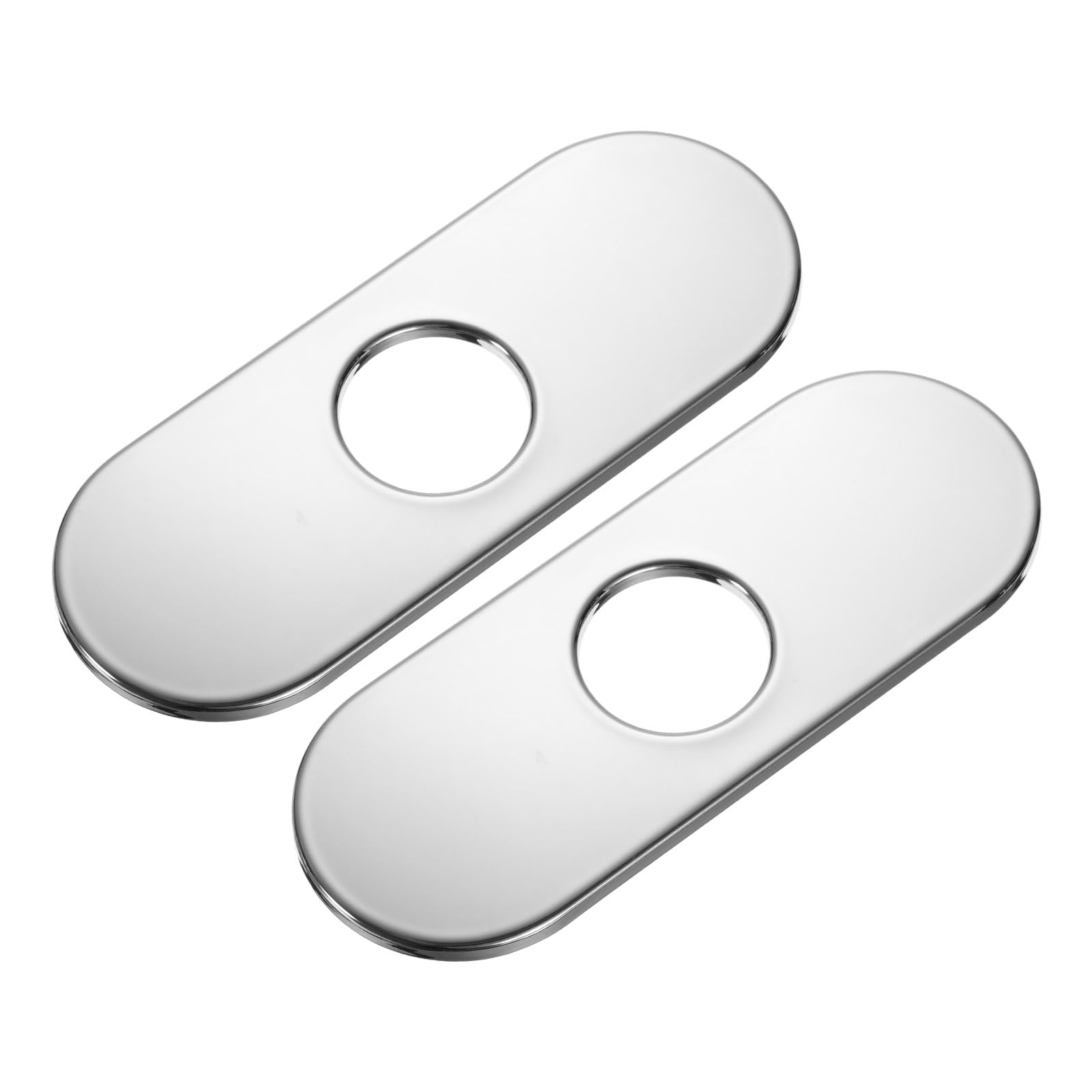 uxcell 2pcs 6 Inch Hole Cover Deck Plate Escutcheon, Stainless Steel Sink Cover Plate for Bathroom or Kitchen Sink Faucet, Oval Silver