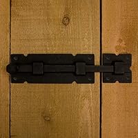 Casa Hardware Square Iron Door Surface Bolt - 12" - Black Powder Coat