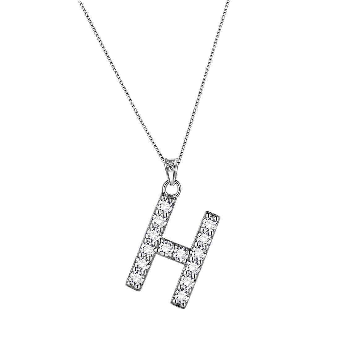Aurora Tears Letter H Necklaces 925 Sterling Sliver Initial H Alphabet Pendant with Cubic Zirconia Jewellery for Women and Men DP0261H โ image 1