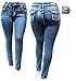 Jack David Women's Plus Size Acid Wash Blue Stretch High Waist Denim Jeans Skinny
