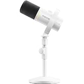 MAONO PD200W Hybrid Wireless Podcast Microphone for PC, Dynamic XLR USB Mic | Desktop Stand Mic with Software, Noise Cancellation, for Vocal Recording, Streaming, Content Creation, Home Studio, White