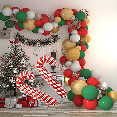 Soonlyn Christmas Balloons Garland 125 Packs With Candy Cane Balloons Gold Chrome Green Red White Confetti Latex Balloons Arch Kit For Christmas Party Decorations Buy Online At Best Price In Uae
