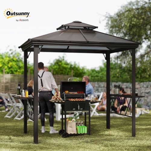 Outsunny 9x5 ft Hardtop Grill Gazebo with Polycarbonate Roof UV Protection image 16