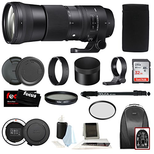 Sigma 150-600mm 5-6.3 Contemporary DG OS HSM Lens For CANON DSLR Cameras 745101 W/USB Dock + 32GB SD Card Advanced Photo & Travel Bundle