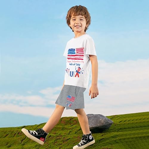 Toddler Boys Patriotic Stars Stripes 4th of July Short Set Tie Dye