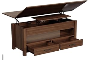 Space-Saving 2-in-1 Coffee to Dining Table: 40" Lift Top Design with Multi-Function Storage Including Drawers & Hidden Compar