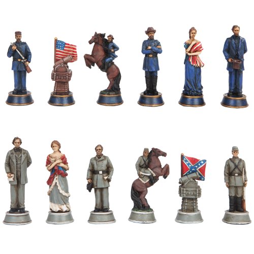 Civil War Solider Themed Chess Set with Glass Board, Multicolor