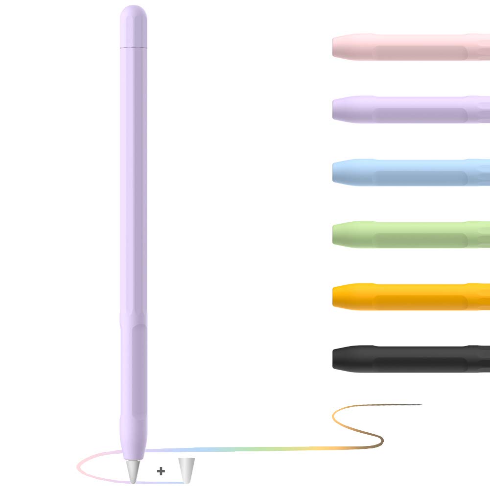 YINVA Case for Apple Pencil 1st Generation - Grip, Skin Holder, Cover Sleeve with Protective Nib Cover for iPad (1st Generation, Purple)