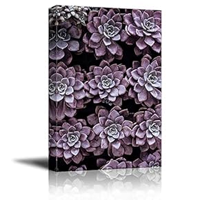 Canvas Wall Art Purple Cactus Group Painting Artwork for Home Prints Framed - 12x18 inches