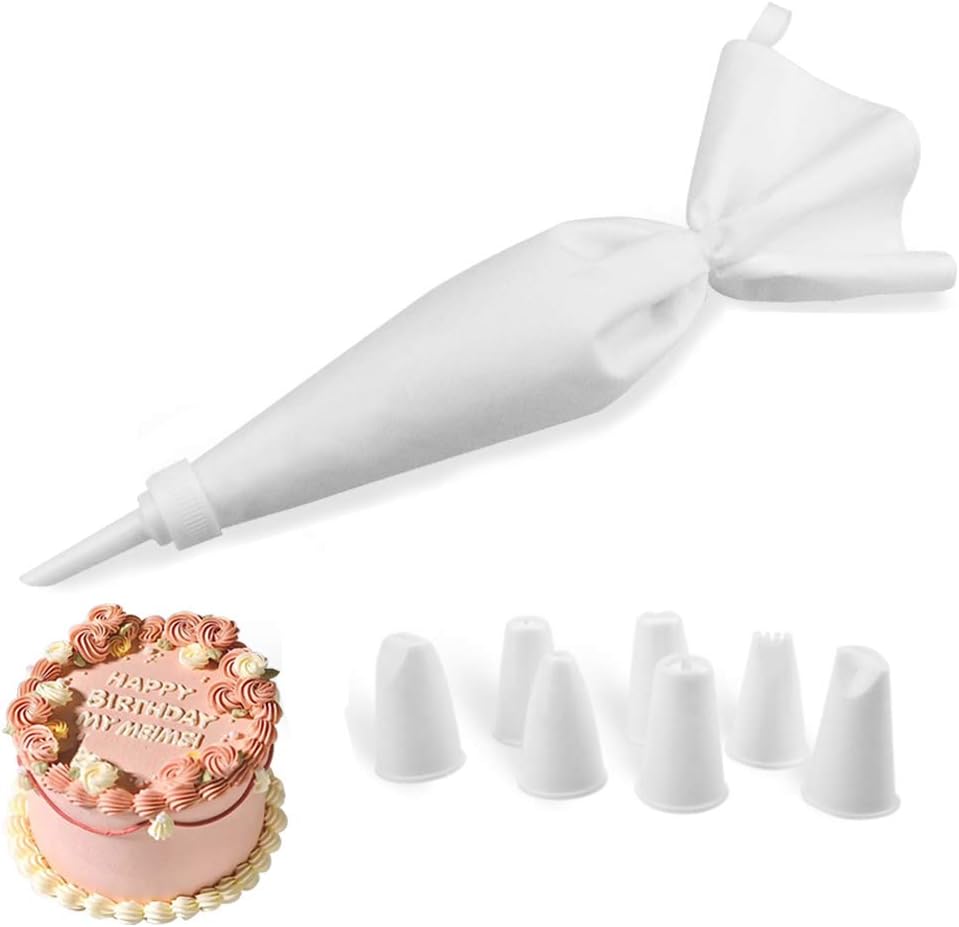 Weiß Spritzbeutel 31cm,Sahnespritze Backzubehör zum Dekorieren und Verzieren,wiederverwendbar und spülmaschinengeeignet,inkl 8 Tüllen für vielfältige Kreationen.