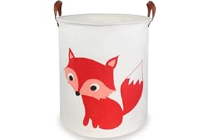 BOOHIT Storage Baskets,Canvas Fabric Laundry Hamper-Collapsible Storage Bin with Handles,Toy Organizer Bin for Kid's Room,Office,Nursery Hamper, Home Decor(Fox)