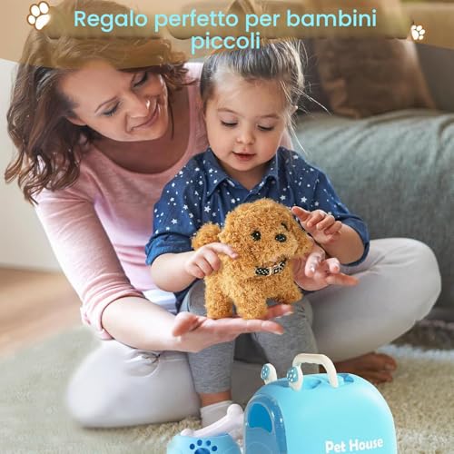 jerryvon Dog Barking and Walking – Toys Children 2 Years Old Dog Toy Walking and Barking Gift Girl 2 3 4 Years Plush Realistic Dog Animals Toy for Children