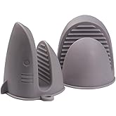 Oven Mitts，Mini Oven Gloves Silicone Heat Resistant Cooking Pinch Mitts Potholder for Air Fryer Kitchen Cooking & Baking (Gre