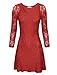 TAM Ware Women Stylish Floral Lace Long Sleeve Scoop Neck Flare Dress