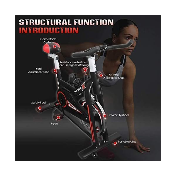 Hooseng-Exercise-Bike-Indoor-Cycling-Stationary-Bikes-Cardio-Workout-Machine-Upright-Bike-Belt-Drive-Adjustable-Resistance-Levels-with-LCD-Digital-Monitor-for-Home-Gym-Lose-Weight-Black Hooseng Aerobic Indoor Training Exercise Bike, Super-Silent Stationary Bike Cycling with LCD display, Seat Cushion…