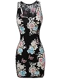 Women's Solid Or Floral Camouflage Print Sleeveless Mini Body-Con Dress