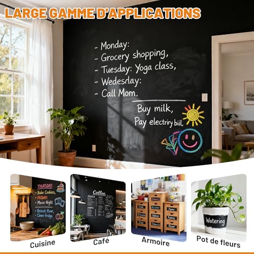 Chalkboard Paint – Black Slate Paint for Matt Black Chalk, 1L Interior DIY Acrylic Coating, Slate Coating for Wood, Metal, Furniture, Wall, Craft Covers 6-8㎡