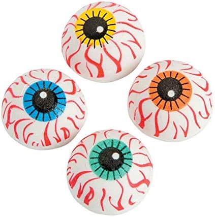 Fun Express Eyeball Erasers - Bulk 24 Pack - Halloween giveaways and School Supplies
