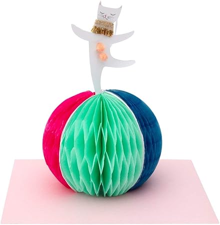 Amazon Co Jp Meri Meri サーカス 玉乗りネコ ハニカム バースデーカード 文房具 オフィス用品