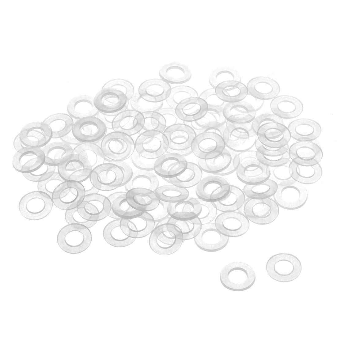 sourcing map Nylon Flat Washers M5 10mm OD 5mm ID 1mm Thickness Sealing Gasket for Faucet Pipe Water Hose, Clear, Pack of 200