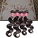 Nadula Hair 12A Brazilian Body Wave Virgin Human Hair 3 Bundles 10 12 14, 100% Unprocessed Brazilian Wavy Human Hair Weave Extensions for Black Women Natural Color