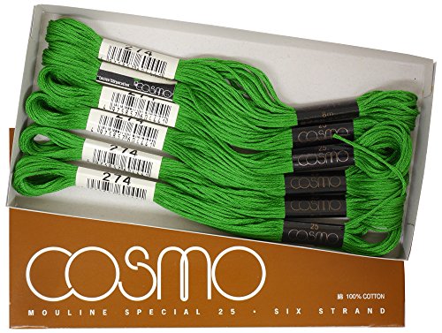 LECIEN (ルシアン) cosmo 25番刺しゅう糸 8m束 Col.274 グリーン 系 1箱 6束入り