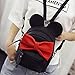 Women Kid Girls Cartoon PU Leather Mouse Ear Bow Backpack Shoulder School Mini Travel Satchel Casual Bag Black